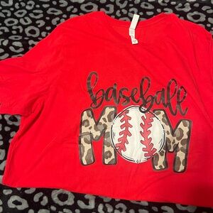 Red Baseball Mom Kids Shirt